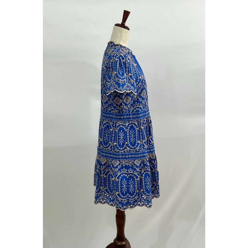 CARTOLINA Nantucket Sz XS Blue Eyelet Short Sleeve Shirt Elsa Dress - Picture 6 of 10